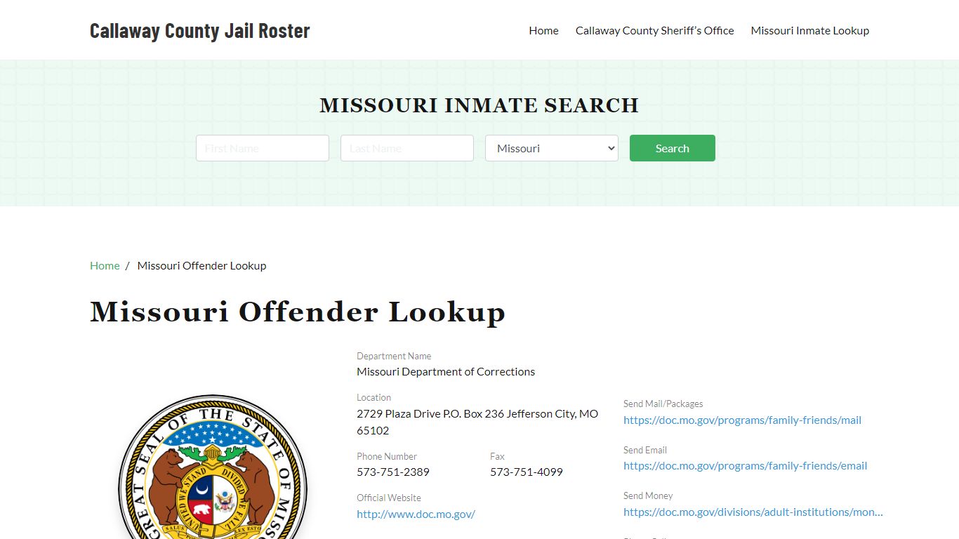 Missouri Inmate Search, Jail Rosters